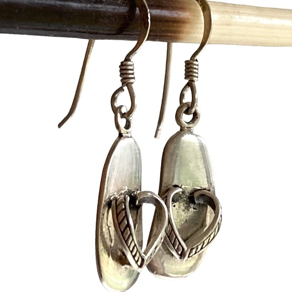 earrings flip-flops sterling silver hanging dangle - Picture 1 of 11